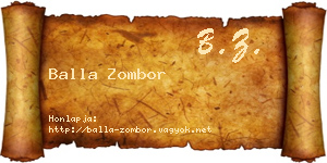 Balla Zombor névjegykártya