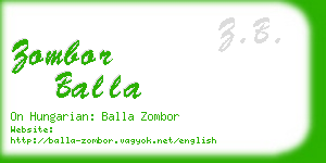 zombor balla business card